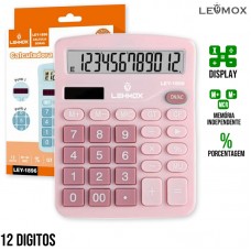 Calculadora Bateria Interna 12 Dígitos LEY-1896 Lehmox - Rosa